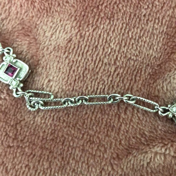 Sterling silver amethyst and blue topaz necklace - Picture 7 of 8